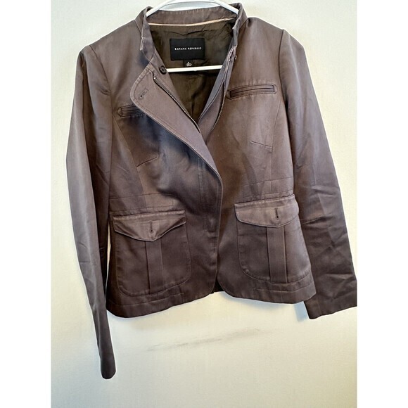 Banana Republic Woman Bomber Lightweight  Full Zip‎ Jacket Charcoal Gray Size 4 - Picture 6 of 10